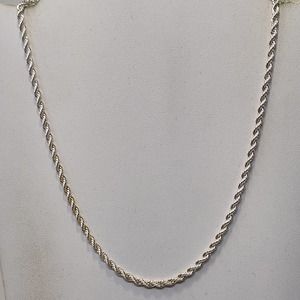 Twisted Rope Chain 18" Necklace Vintage Made in Korea Silver Tone Classic